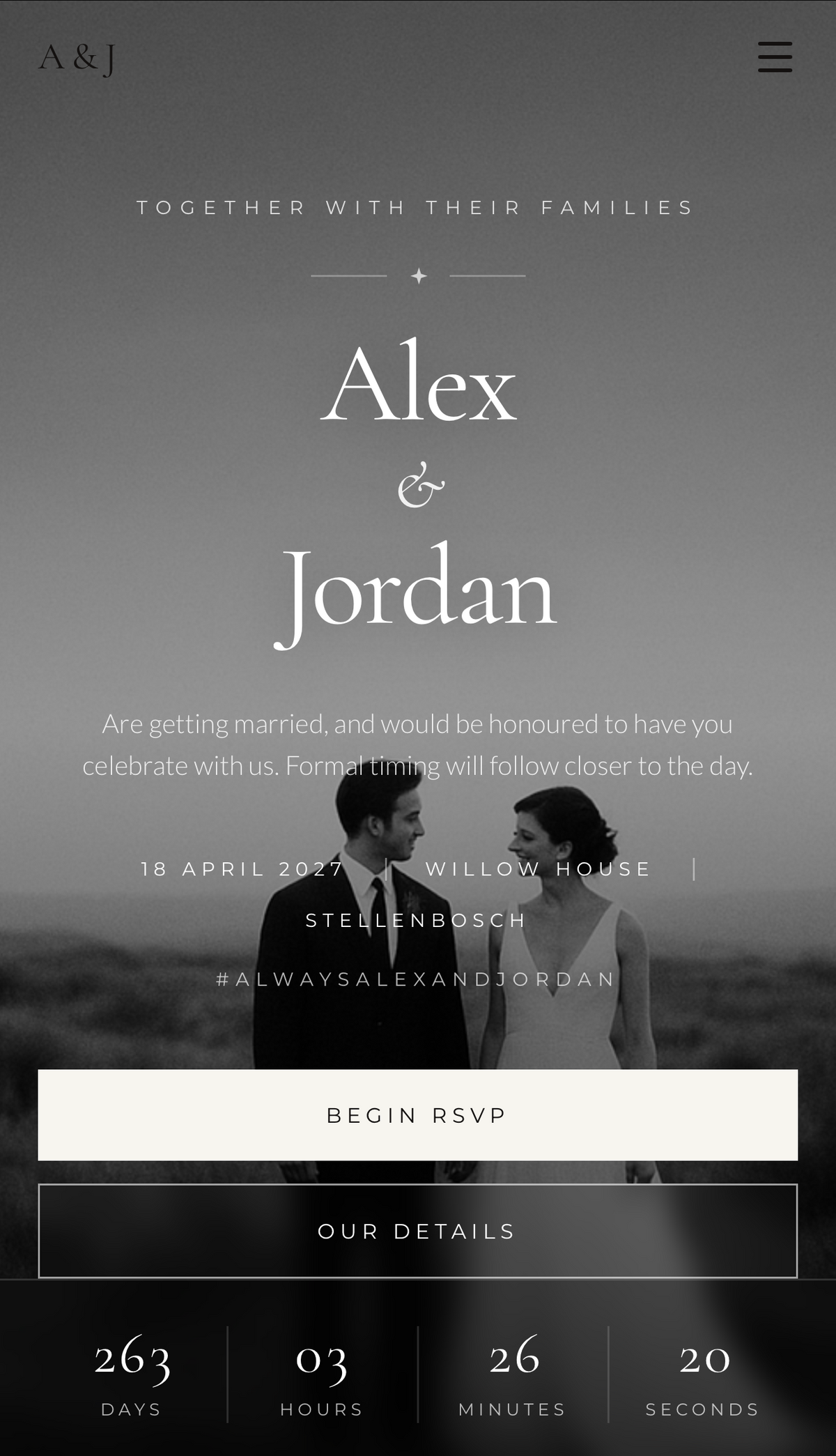 Custom Wedding Website with Online RSVP