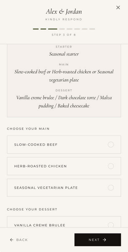 Custom Wedding Website with Online RSVP