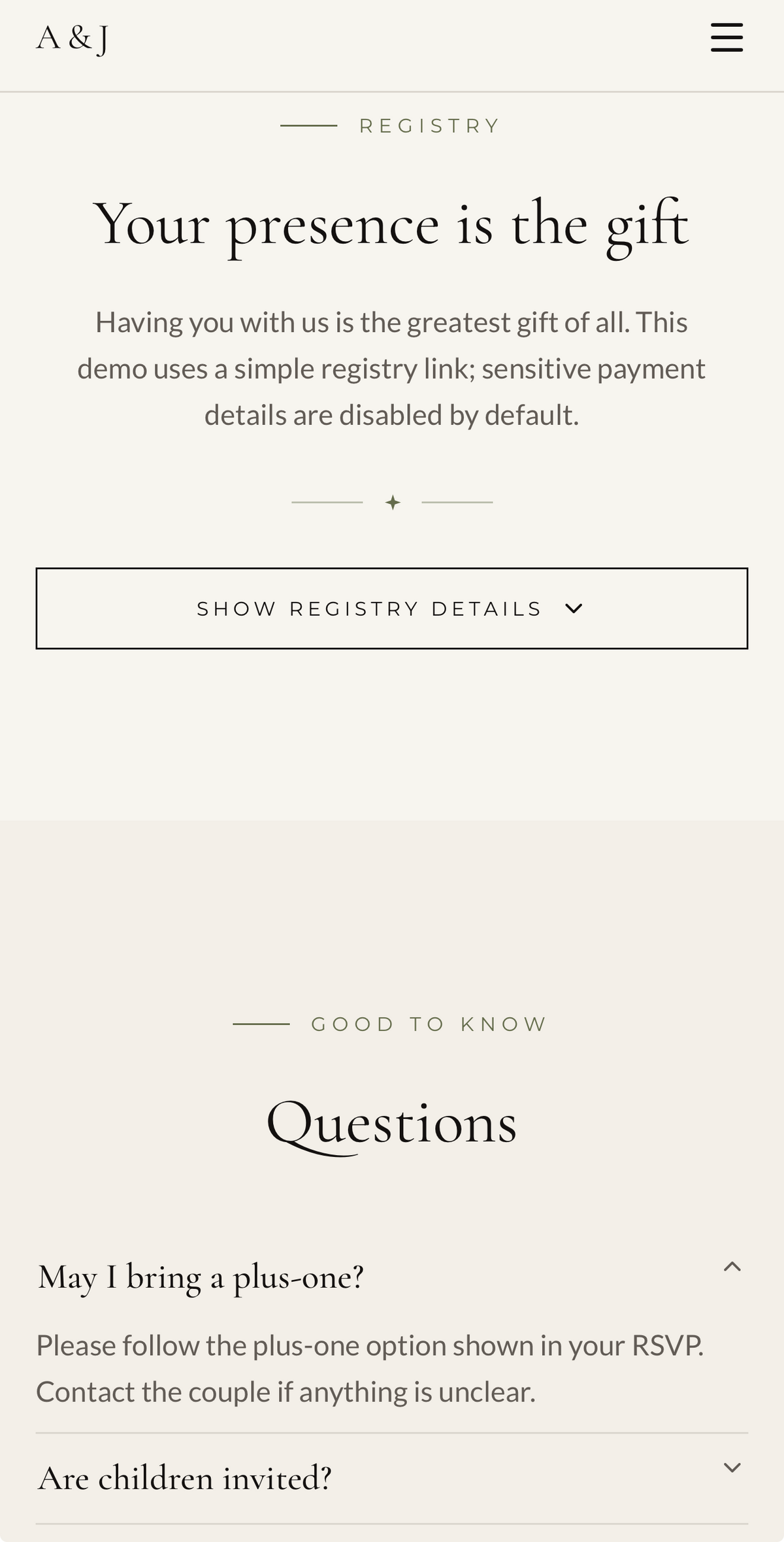 Custom Wedding Website with Online RSVP