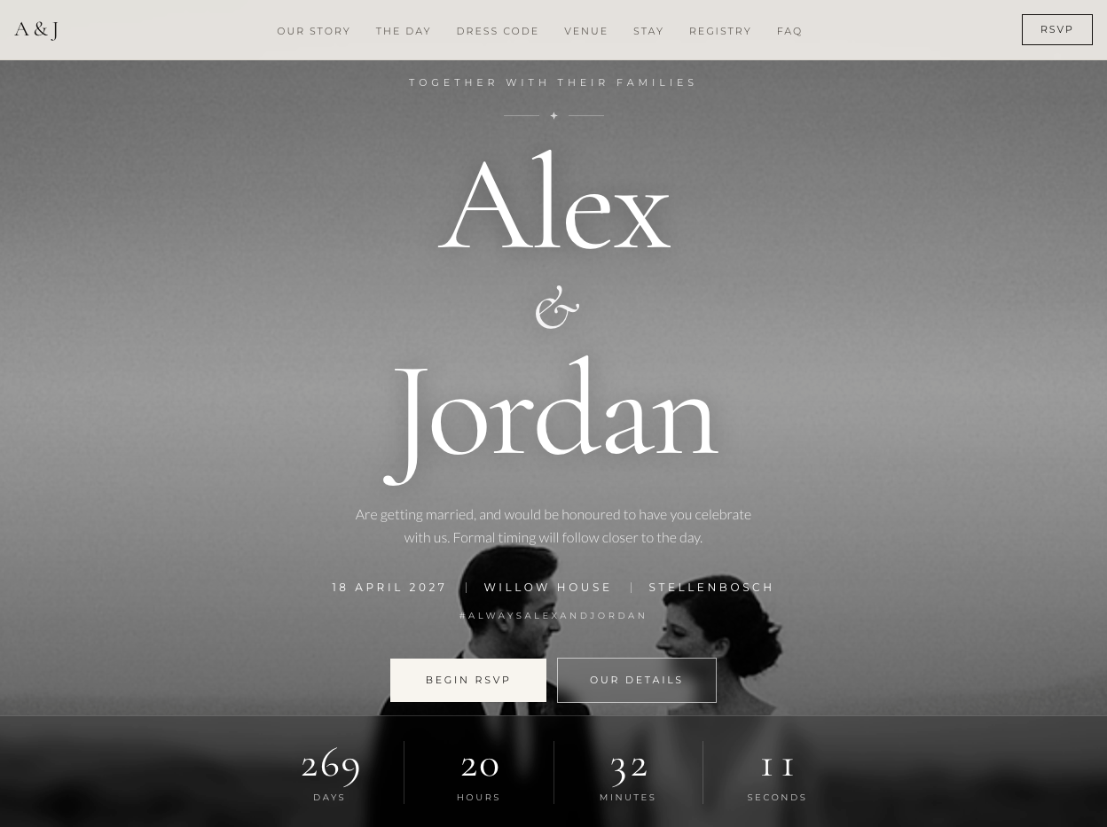 Custom Wedding Website with Online RSVP