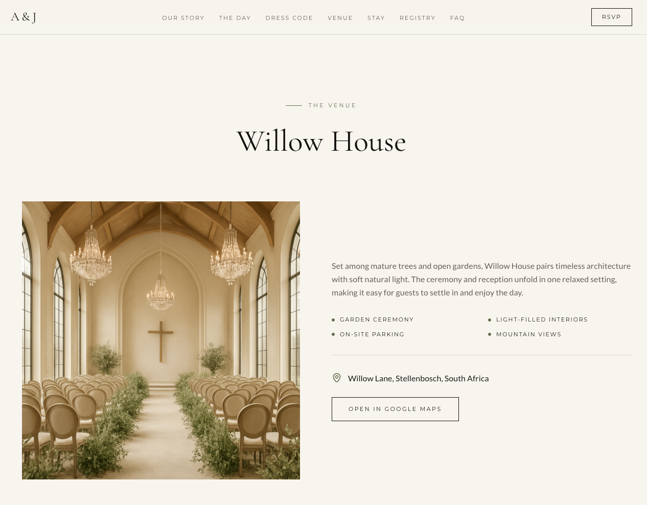 Custom Wedding Website with Online RSVP