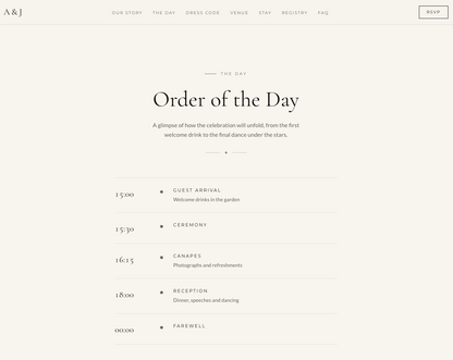 Custom Wedding Website with Online RSVP