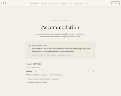 Custom Wedding Website with Online RSVP