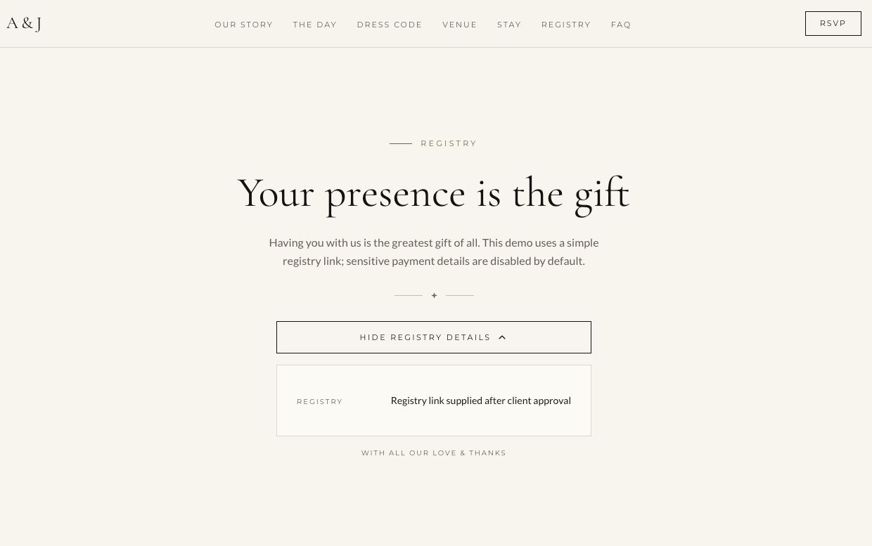 Custom Wedding Website with Online RSVP