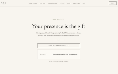 Custom Wedding Website with Online RSVP