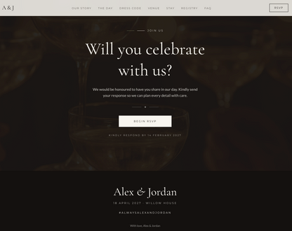 Custom Wedding Website with Online RSVP