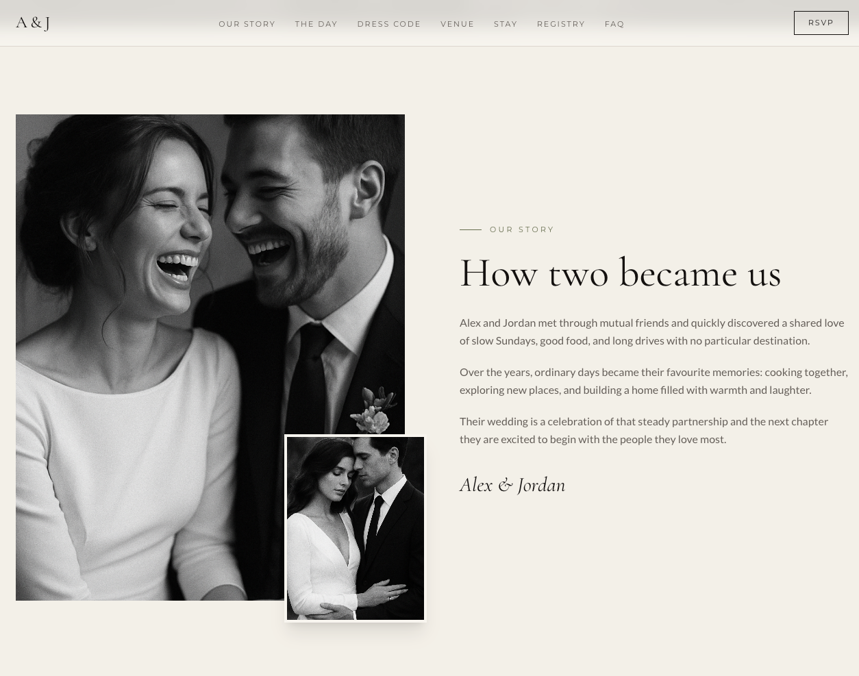 Custom Wedding Website with Online RSVP