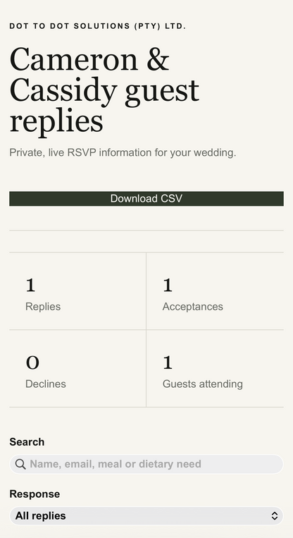 Custom Wedding Website with Online RSVP
