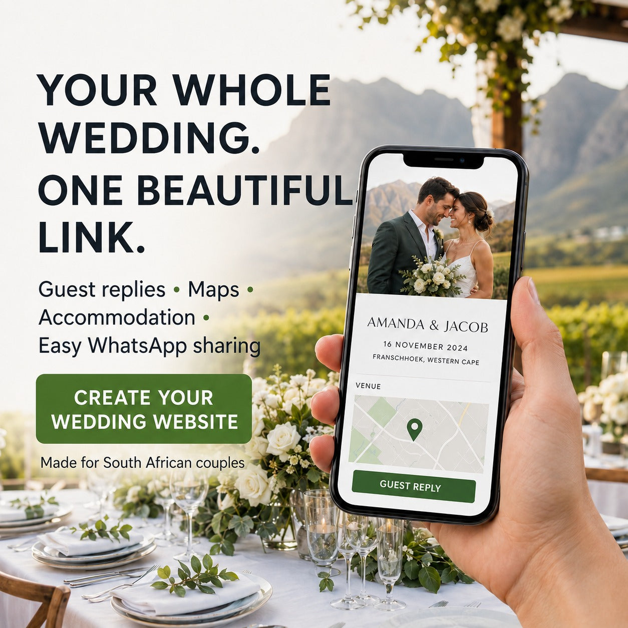 Custom Wedding Website with Online RSVP